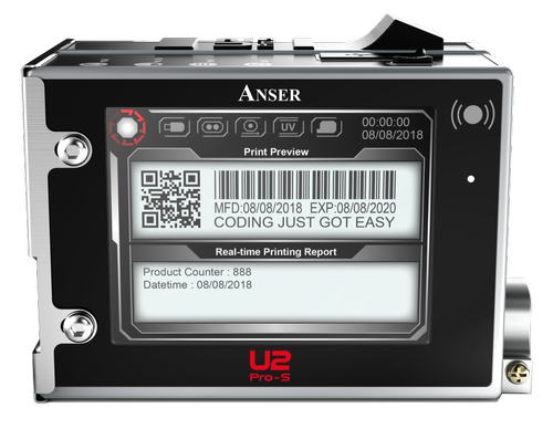Anser U2 PROs Printer, for primary package coding printing applications.