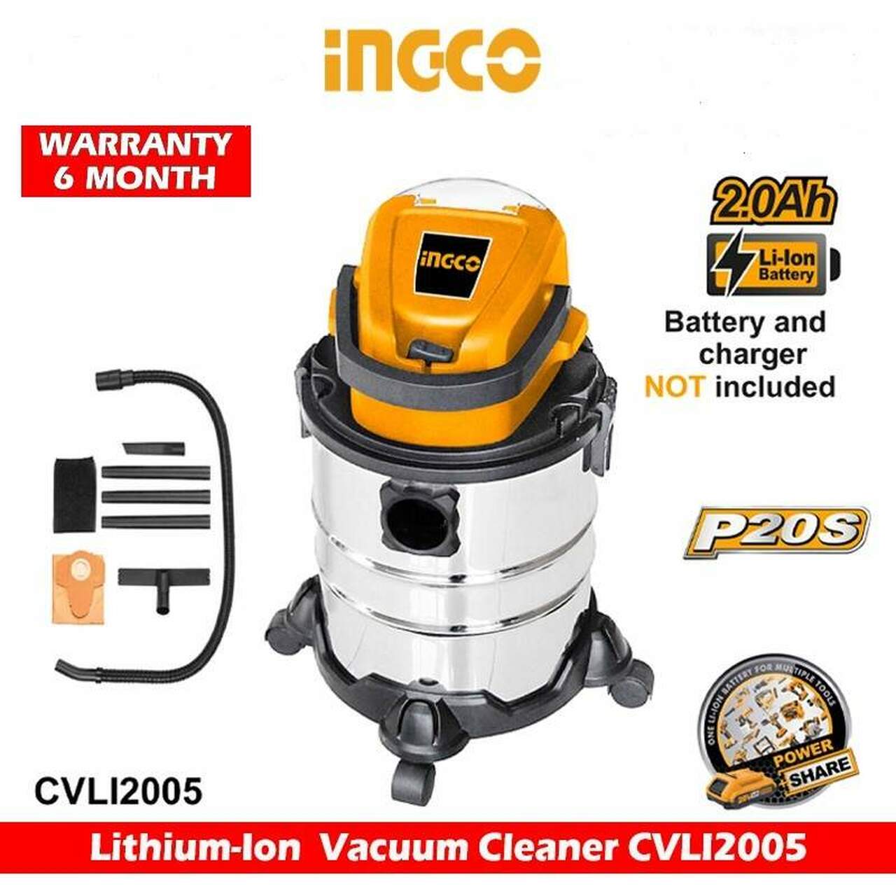 INGCO Lithium-Ion Vacuum Cleaner CVLI2005 