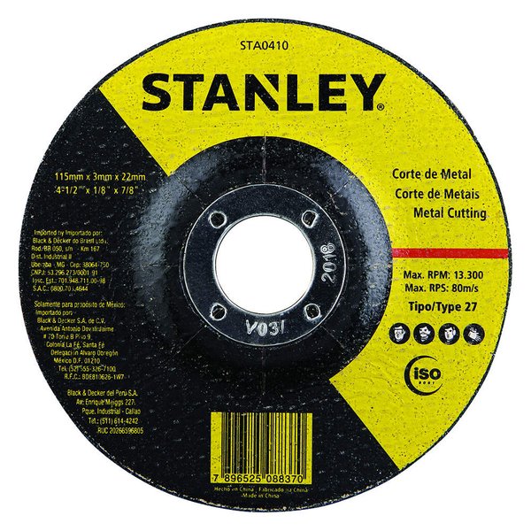 Stanley Metal Cutting Wheel 115mm T42 STA0410
