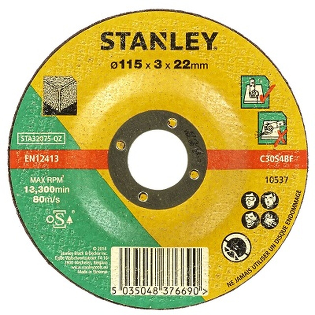 STANLEY Masonry CUT/Disc 115MM x3