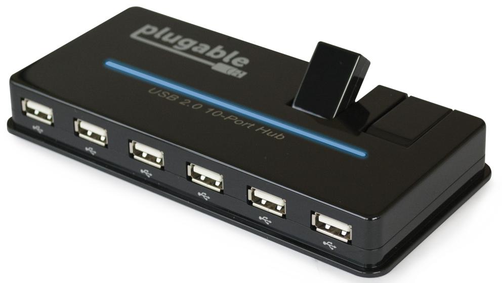 Plugable USB 2.0 hub with 20W port adapter  - 10Port 