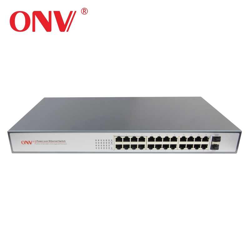 ONV  24 ports PoE switch with 2 gigabit SFP port 802.3af standard