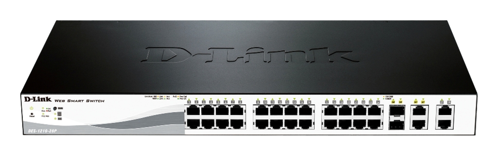 D-LINK 24-PORT 10/100BASE-T POE SMART SWITCH WITH 2 * 1000BASET COPPER PORT & 2 COMBO SFP/ GIGABIT COPPER PORT, AUTO VOICE VLAN, TIME BASED POE, 15.4/30W SUPPORT, 193W POE POWER BUDGE