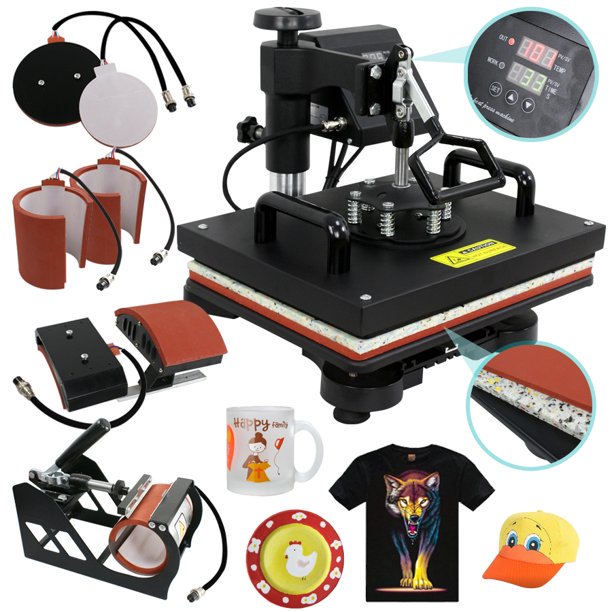 6 In 1 Combo Heat Press T-shirt Hat Cap Mug Digital Transfer Sublimation Machine (6 In 1)