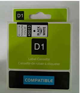 DYMO DMI 45013 12MM X 7M LABEL TAPE-BLACK