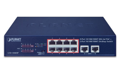 8 PORT 10/100/1000mbps 802.3at Poe desktop switch GSD -808 HP