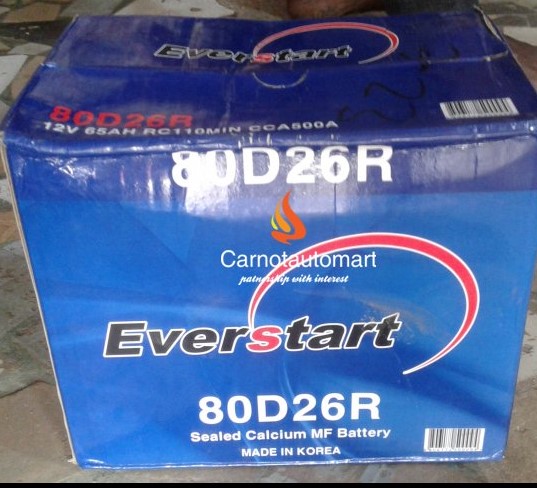 Everstart Car Battery 80D26R- 12v65Ah